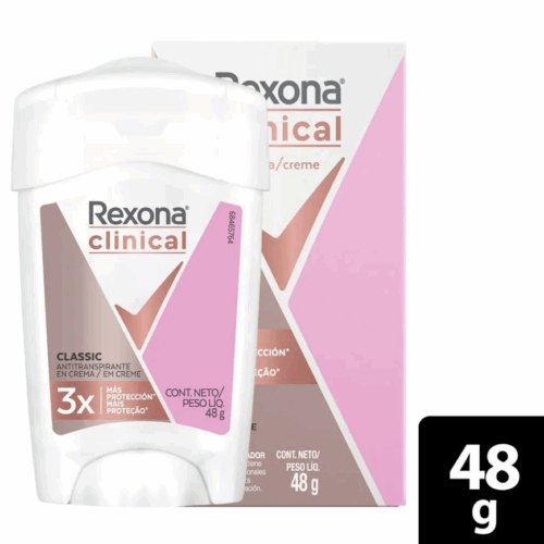 DESODORANTE REXONA CLINICAL WOMAN CLASSIC  X 48 GR (ROSADO CREMA)